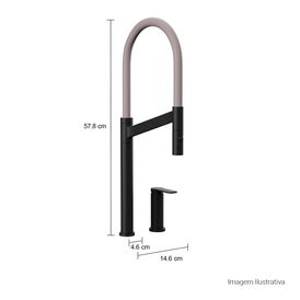 Misturador Monocomando de Mesa para Cozinha Deca Colore Black Matte e Fendi