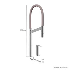 Misturador-Monocomando-Deca-de-Mesa-Bica-Alta-para-Cozinha-Colore-Cromado-e-Fendi---Deca---2289.C.FD---Fundo-Branco-Medida-Foto-com-medidas-Produto-unico-ou-multiplos