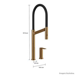 Misturador Monocomando de Mesa para Cozinha Deca Colore Red Gold e Preto