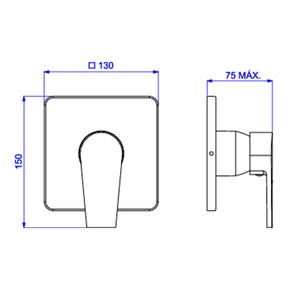 Acabamento-para-Monocomando-Deca-de-Chuveiro-Level-Red-Gold---Deca---4993.GL26.CHU.RD---Fundo-Branco-Medida-Imagem-do-Desenho-tecnico-de-engenharia