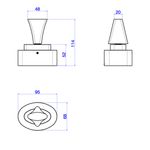 Acabamento-para-Registro-de-Gaveta-Deca-1-1-4--e-1-1-2--Dk-Cromado---Deca---4900.C16.GD---Fundo-Branco-Medida-Imagem-do-Desenho-tecnico-de-engenharia