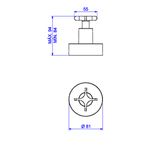 Acabamento-para-Registro-de-Gaveta-Deca-1-1-4--e-1-1-2--FlexCromado---Deca---4900.C20.GD---Fundo-Branco-Medida-Imagem-do-Desenho-tecnico-de-engenharia