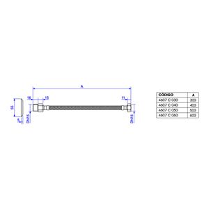 Ligação Flexível Deca Malha de Aço 40cm Cromado