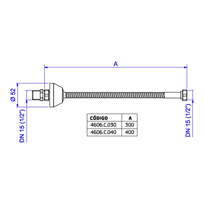 Ligacao-Flexivel-40cm-Deca-Cromado---Deca---4606.C.040---Fundo-Branco-Medida-Imagem-do-Desenho-tecnico-de-engenharia