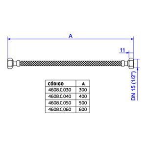Ligação Flexível Deca Malha de Aço Fêmea X Fêmea 40cm Cromado