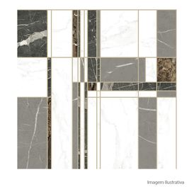Porcelanato Acetinado Decorado 100x100cm Multicolor - Ceusa Mondrian Esmaltado Retificado