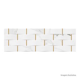 Porcelanato Acetinado Marmorizado 32x100cm Branco - Ceusa Escala Trama Rimini Esmaltado Retificado