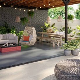 Porcelanato Marmorizado Rústico 100x100cm Bege - Ceusa Escala Quebec Rustico Esmaltado Retificado