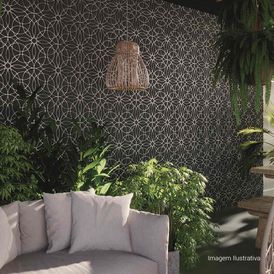 Porcelanato Acetinado Decorado 100x100cm Cinza - Ceusa Enlaço Esmaltado Retificado