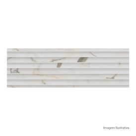 Porcelanato Acetinado Marmorizado 32x100cm Branco - Ceusa Escala Traços Monaco Esmaltado Retificado