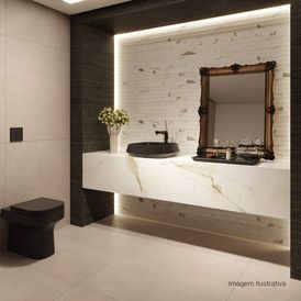 Porcelanato Acetinado Marmorizado 32x100cm Branco - Ceusa Escala Traços Monaco Esmaltado Retificado