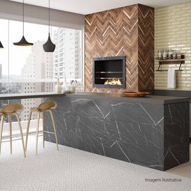 Porcelanato Amadeirado Rústico 40x90cm Marrom - Ceusa Chevron Cabreuva Esmaltado Retificado
