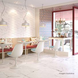 Porcelanato Acetinado Marmorizado 80x80cm Branco - Ceusa Venatino Esmaltado Retificado