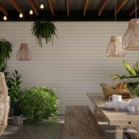 Porcelanato Acetinado Decorado 30x120cm Branco - Ceusa Boteco Esmaltado Retificado