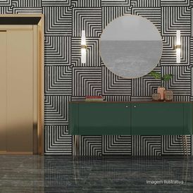 Porcelanato Polido Marmorizado 60x120cm Cinza - Ceusa Travertino Negro Pol Retificado