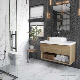 Porcelanato 80X80cm Acetinado Ret Escala Branco