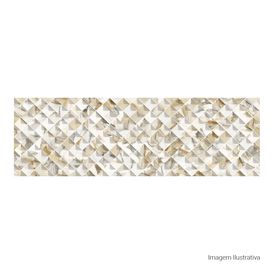 Porcelanato Decorado Matte/lux 32x100cm Branco - Ceusa Grid Madrepérola Ofw Mlx Esmaltado Retificado