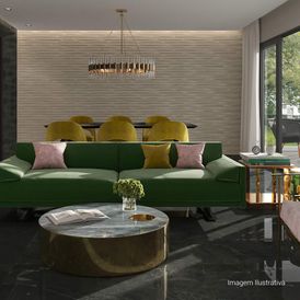 Porcelanato Marmorizado Natural 120x120cm Preto - Ceusa Fior Di Bosco Bk Nat Esmaltado Retificado