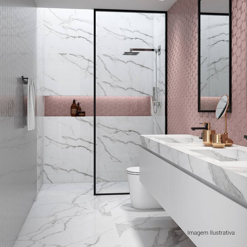 Azulejo-Canelado-Brilhante-Rosa-40x90cm-Ret---Ceusa---5002957A---Ambientada-Ampla-