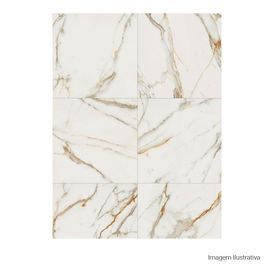 Porcelanato Marmorizado Natural 100x100cm Branco - Portinari Canova Calacata Wh Nat Esmaltado Retificado