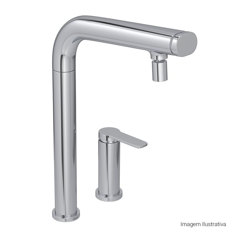 Acionamento-para-Monocomando-Deca-de-Mesa-para-Cozinha-Flat-You-Cromado---Deca---4992.C99.02---Fundo-Branco-Produto-com-item-complementar-posicionada-na-diagonal-direita-e-fechado-ou-produto-redondo