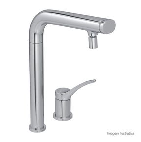 Acionamento-para-Monocomando-Deca-de-Mesa-para-Cozinha-Wave-You-Cromado---Deca---4992.C99.01---Fundo-Branco-Produto-com-item-complementar-posicionada-na-diagonal-direita-e-fechado-ou-produto-redondo