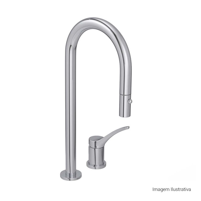Bica-de-Mesa-Deca-Curva-para-Cozinha-You-Cromado---Deca---1292.C99---Fundo-Branco-Produto-com-item-complementar-posicionada-na-diagonal-direita-e-fechado-ou-produto-redondo