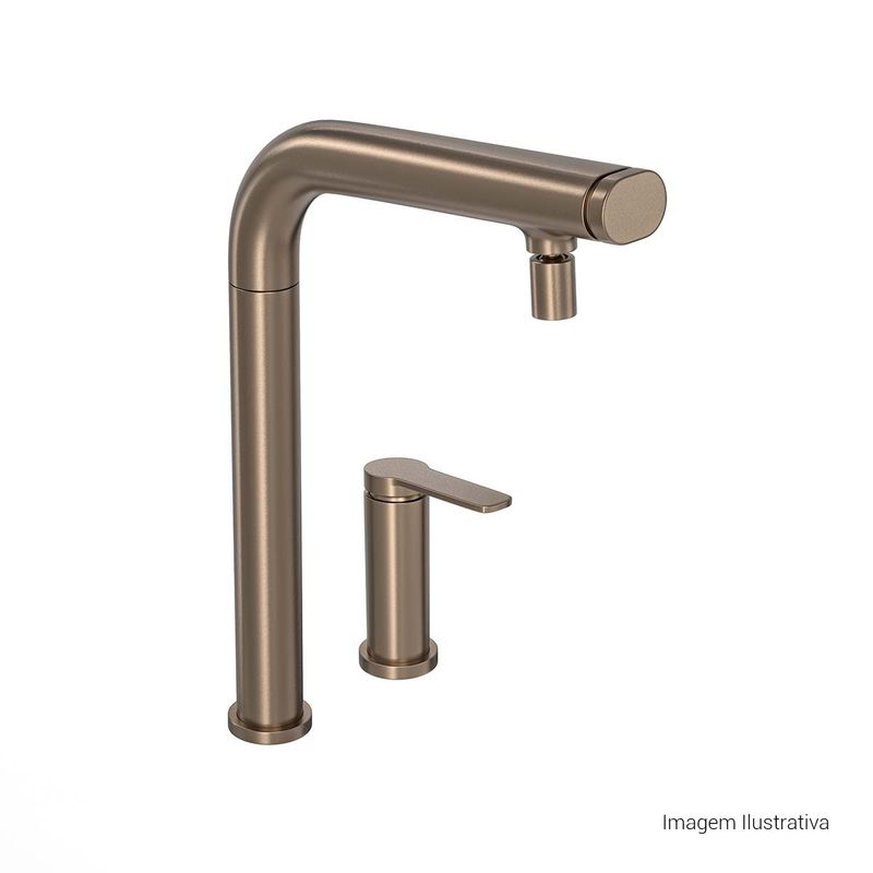 Bica-de-Mesa-Deca-para-Cozinha-Click-You-Corten---Deca---1291.CT99.MT---Fundo-Branco-Produto-com-item-complementar-posicionada-na-diagonal-direita-e-fechado-ou-produto-redondo