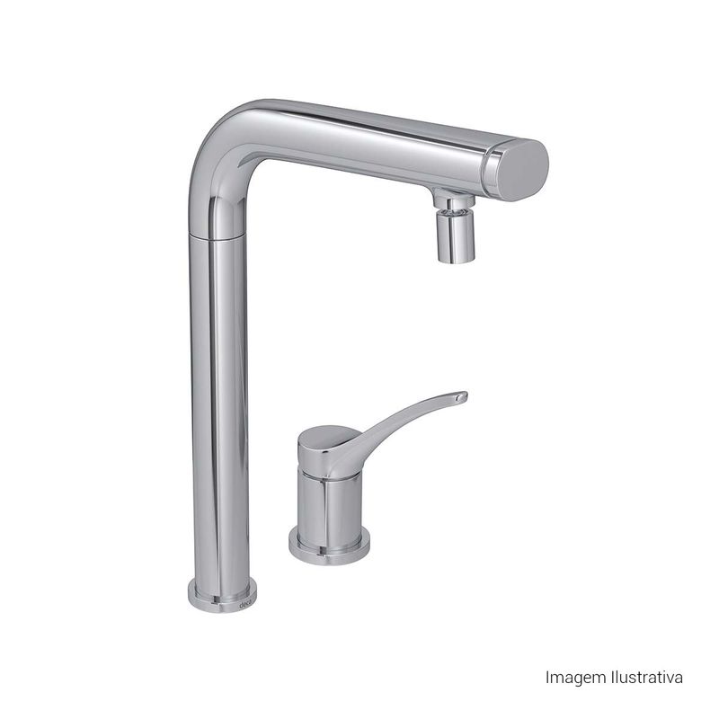 Bica-de-Mesa-Deca-para-Cozinha-Click-You-Cromado---Deca---1291.C99---Fundo-Branco-Produto-com-item-complementar-posicionada-na-diagonal-direita-e-fechado-ou-produto-redondo