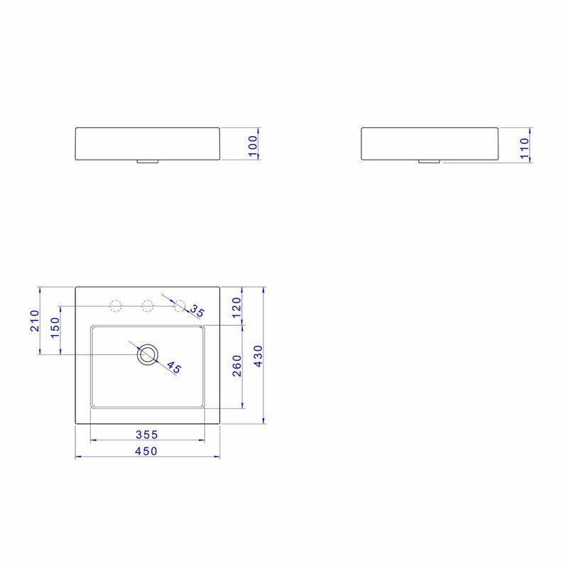 Cuba-de-Apoio-Deca-Quadrada-Marrom-Fosco---Deca---L.737.22---Fundo-Branco-Medida-Imagem-do-Desenho-tecnico-de-engenharia