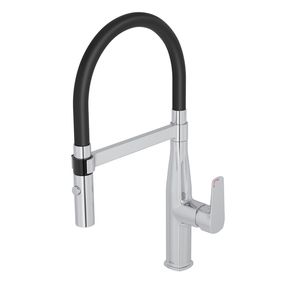 Misturador-Monocomando-de-Cozinha-Deca-Level-Motion-Cromado-e-Preto---Deca---2274.C.PT---Fundo-Branco-Produto-Principal-SKU-posicionada-na-diagonal-esquerda