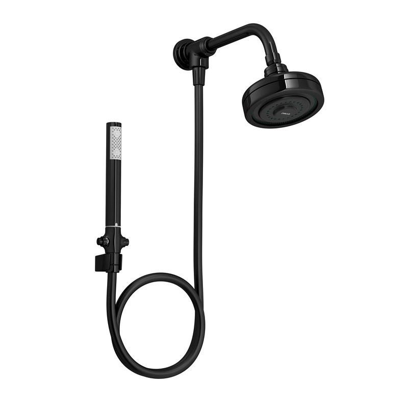 Kit-Chuveiro-Deca-com-Desviador-Universal-Redondo-de-Parede-Black-Noir---Deca---1990.BLNO.STDKIT.N---Fundo-Branco-Produto-Principal-SKU-posicionada-na-diagonal-direita-ou-redondo-e-produto-fechado