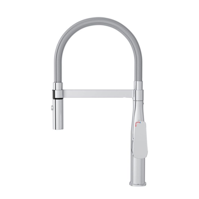 Misturador-Monocomando-Cozinha-Level-Gourmet-Cromado---Deca---2275.C---Fundo-Branco-Produto-com-item-complementar-posicionada-na-diagonal-esquerda