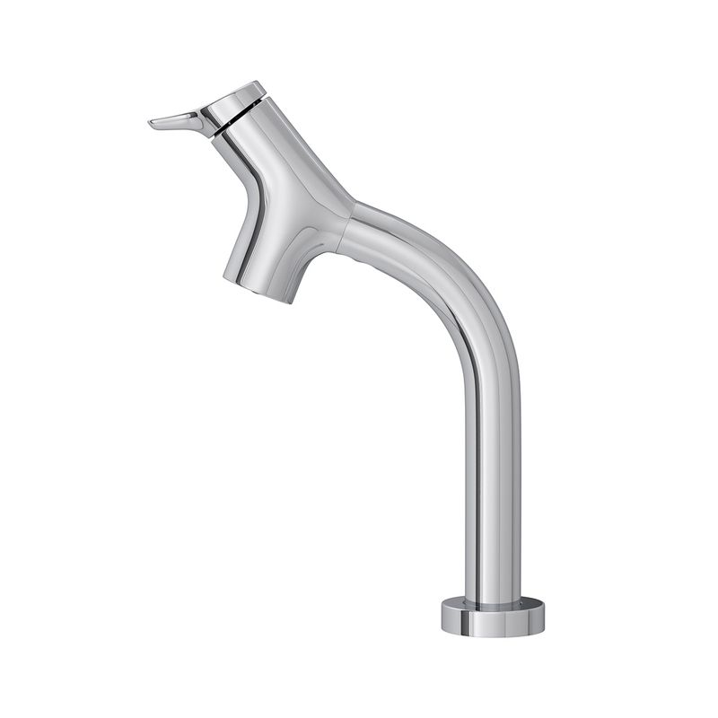 Misturador-Monocomando-Deca-de-Mesa-Bica-Baixa-para-Lavatorio-Gama-Cromado---Deca---2875.C13---Fundo-Branco-Produto-com-item-complementar-posicionada-na-diagonal-esquerda