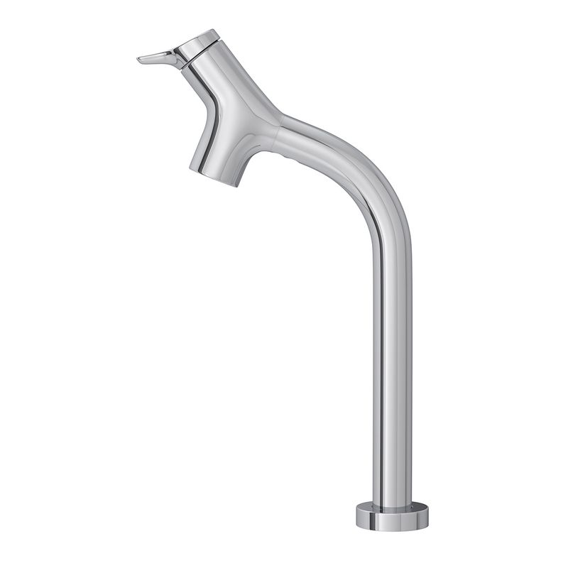 Misturador-Monocomando-Deca-de-Mesa-Bica-Alta-para-Lavatorio-Gama-Cromado---Deca---2885.C13---Fundo-Branco-Produto-com-item-complementar-posicionada-na-diagonal-esquerda