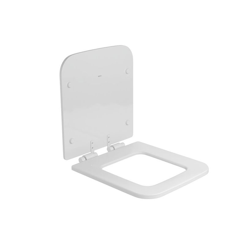 Assento-Deca-em-Poliester-Slow-Close-Monocromatico-para-Bacias-Living-Branco---Deca---AP.347.BR.17---Fundo-Branco-Produto-com-item-complementar-posicionada-na-diagonal-direita-e-fechado-ou-produto-redondo