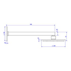 Chuveiro com Tubo de Parede Quadrado Corten