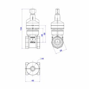 Base-para-Registro-de-Gaveta-Deca-1--Dn25----Deca---4509302---Fundo-Branco-Medida-Imagem-do-Desenho-tecnico-de-engenharia