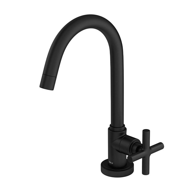 Torneira-Deca-de-Mesa-Bica-Alta-para-Lavatorio-Duna-Classica-Black-Matte---Deca---1198.BL64.MT---Fundo-Branco-Produto-Principal-SKU-posicionada-na-diagonal-esquerda
