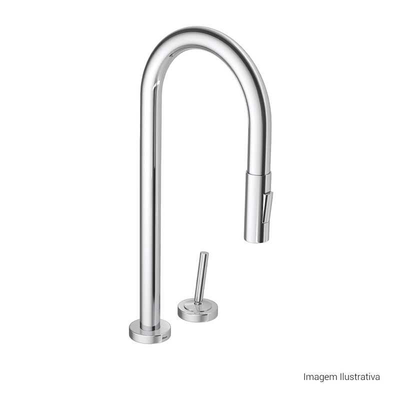 Misturador-Monocomando-Deca-de-Mesa-para-Cozinha-Sense-Cromado---Deca---2295.C.SNS---Fundo-Branco-Produto-com-item-complementar-posicionada-na-diagonal-direita-e-fechado-ou-produto-redondo