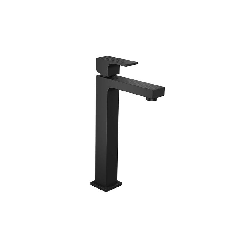 Misturador-Monocomando-Deca-de-Mesa-Bica-Alta-para-Lavatorio-com-Textura-Unic-Black-Matte---Deca---2885.BL90.MT.T02---Fundo-Branco-Produto-Principal-SKU-posicionada-na-diagonal-direita-ou-redondo-e-produto-fechado