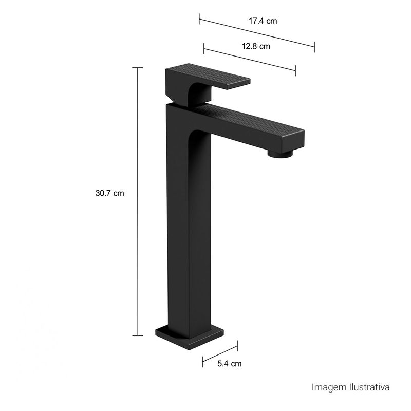 Misturador-Monocomando-Deca-de-Mesa-Bica-Alta-para-Lavatorio-com-Textura-Unic-Black-Matte---Deca---2885.BL90.MT.T02---Fundo-Branco-Medida-Foto-com-medidas-Produto-unico-ou-multiplos