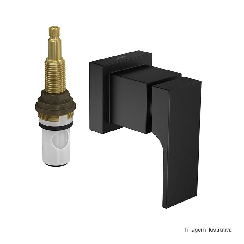 Acabamento-para-Registro-de-Pressao-Deca-1-2--e-3-4--com-Mecanismo-1-2-Volta-Unic-Black-Matte---Deca---4916.BL90.PQ.MT---Fundo-Branco-Produto-com-item-complementar-posicionada-na-diagonal-direita-e-fechado-ou-produto-redondo