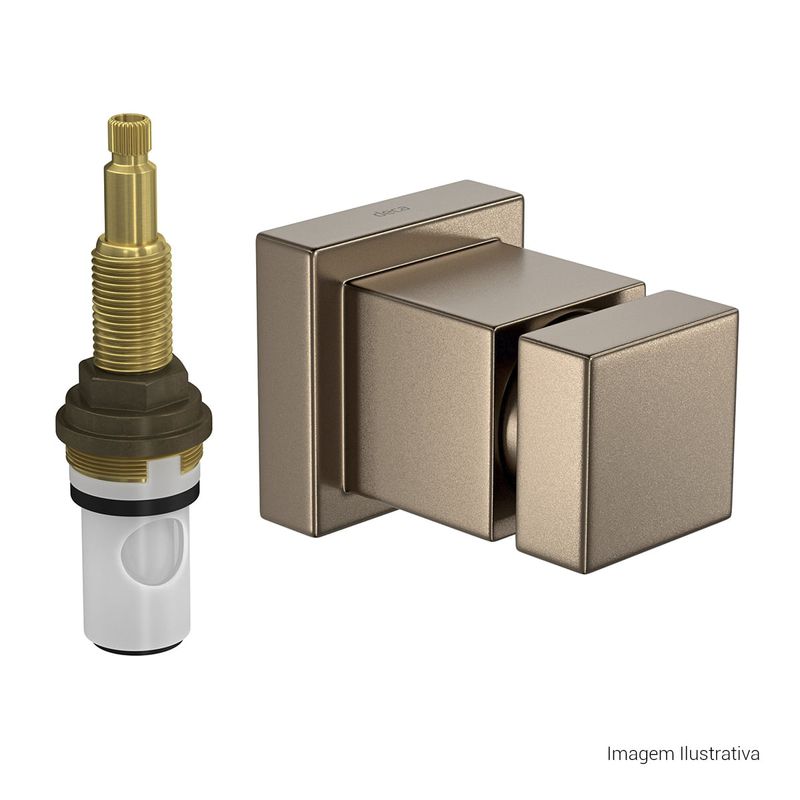 Acabamento-para-Registro-de-Pressao-Deca-1-2--e-3-4--com-Mecanismo-1-2-Volta-Cubo-Corten---Deca---4916.CT86.PQ.MT---Fundo-Branco-Produto-com-item-complementar-posicionada-na-diagonal-direita-e-fechado-ou-produto-redondo