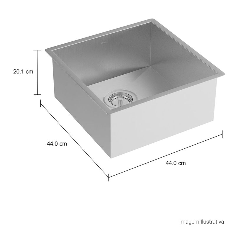 Cuba-de-Embutir-Deca-para-Cozinha-em-Inox40cm-Quadratta-Inox---Deca---CC.600.40.STD.INX---Fundo-Branco-Medida-Foto-com-medidas-Produto-unico-ou-multiplos