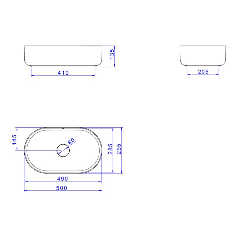 Cuba-de-Apoio-Oval-50cm-Deca-Slim-Soft-Antracite---Deca---L.14050.85---Fundo-Branco-Medida-Imagem-do-Desenho-tecnico-de-engenharia