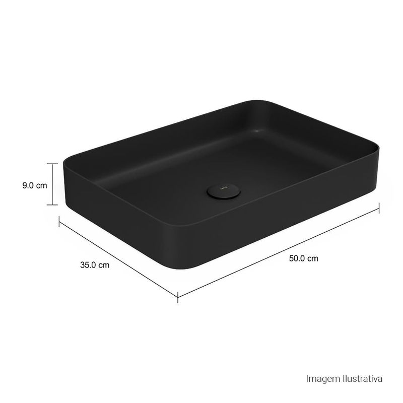 Cuba-de-Apoio-Deca-para-Cozinha-em-InoxRetangular-50cm-Black-Matte-e-Inox---Deca---LI.13050.BL.MT.VAL---Fundo-Branco-Medida-Foto-com-medidas-Produto-unico-ou-multiplos