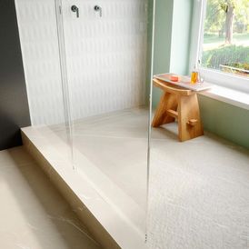 Porcelanato Acetinado Marmorizado 80x80cm Bege - Ceusa Escala Pulpis Esmaltado Retificado