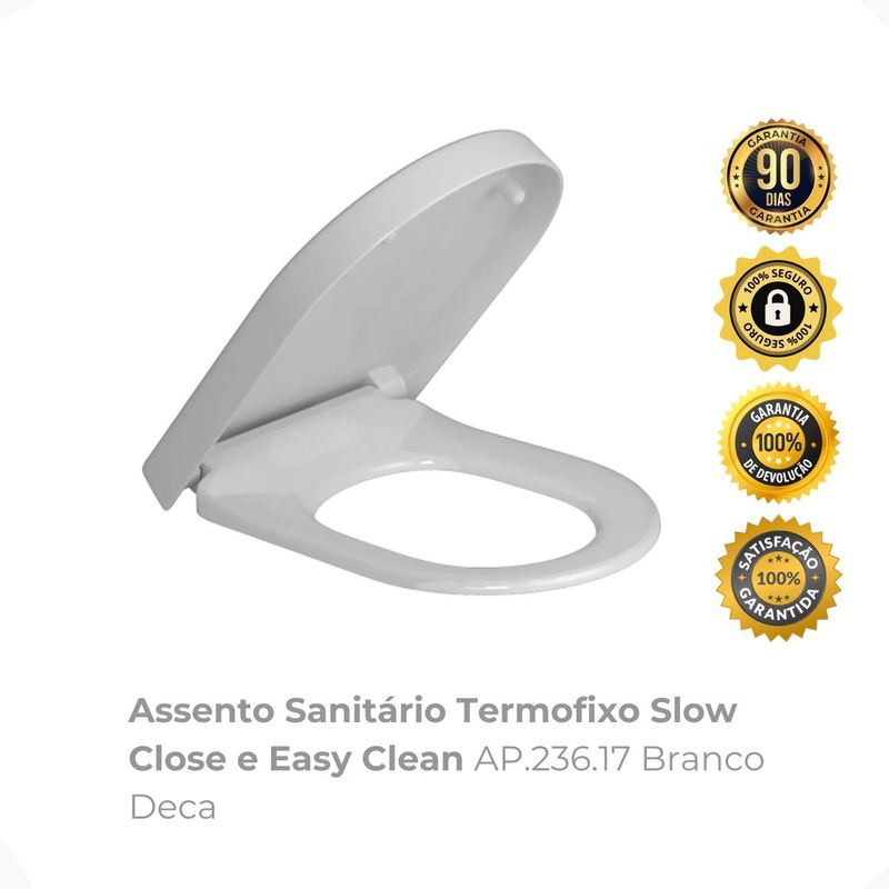 Assento Sanitário Termofixo Slow Close e Easy Clean AP23617 Branco Deca