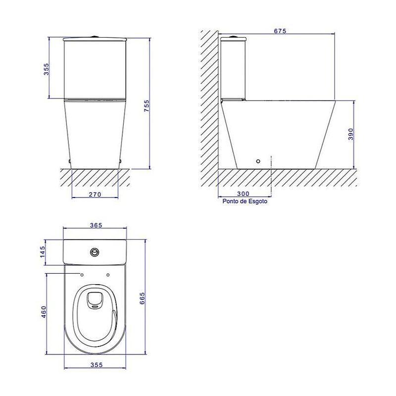 Kit Completo Bacia Caixa Acoplada Lk Total Clean KP882017 Deca